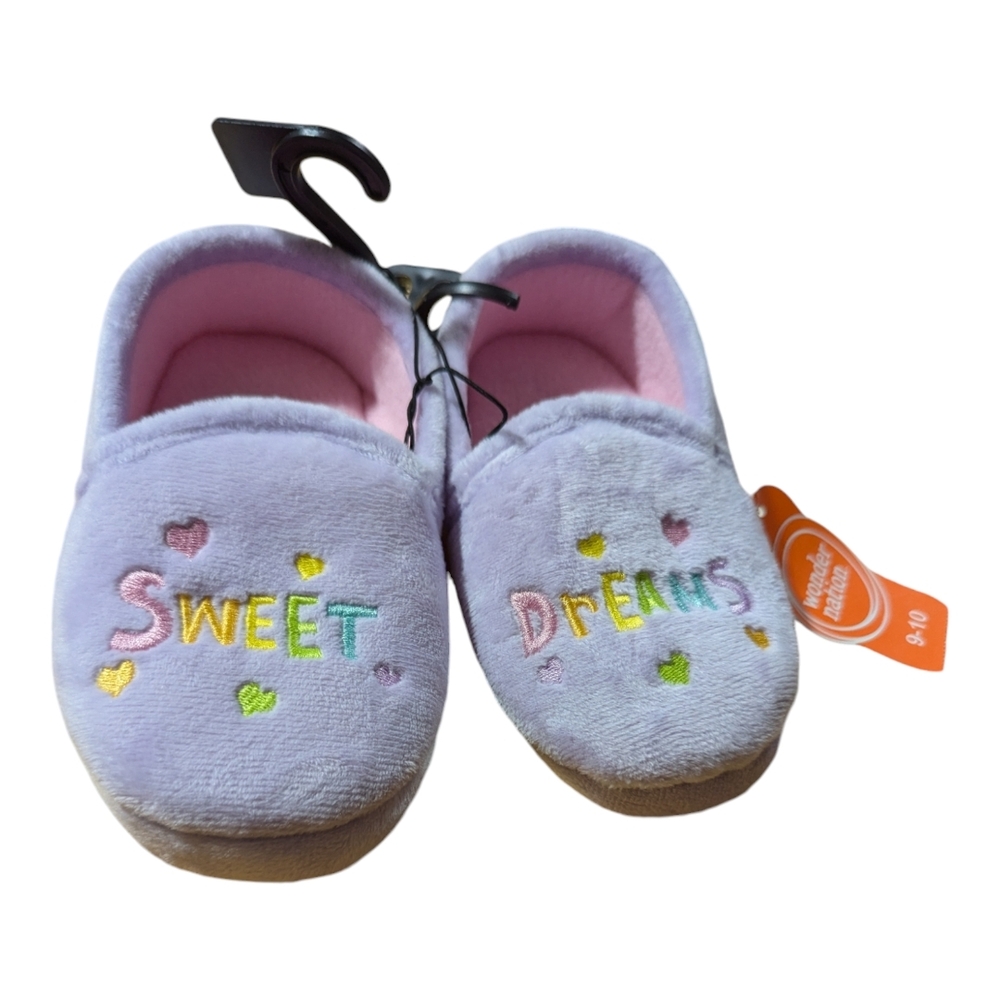Wonder Nation little kid girl Sweet Dreams Purple and Pink Slippers 9 - 10